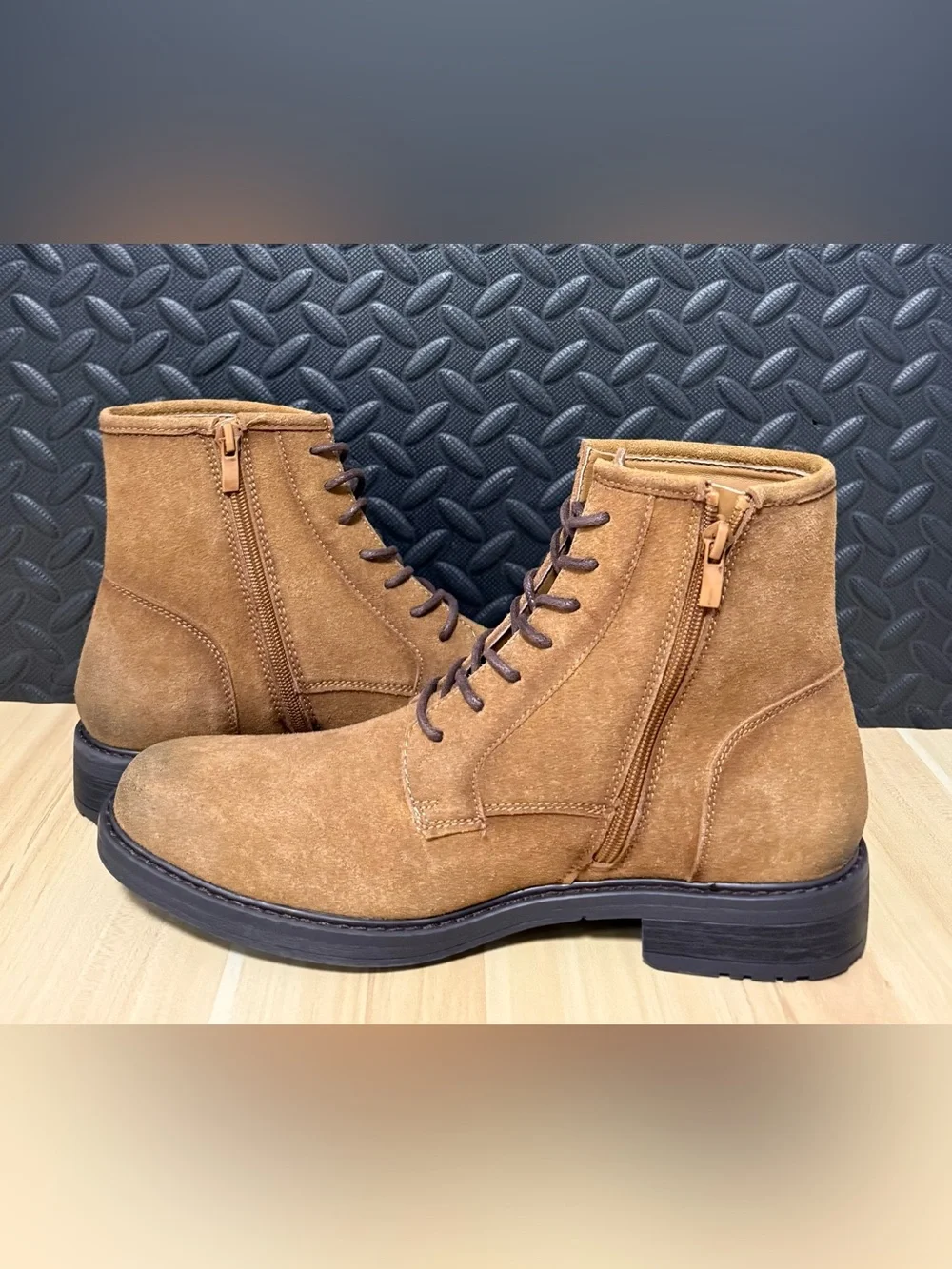 Cliffs by White Mountain Ankle Suede Zip Up Lace Brown Boots Mens Size 7.5